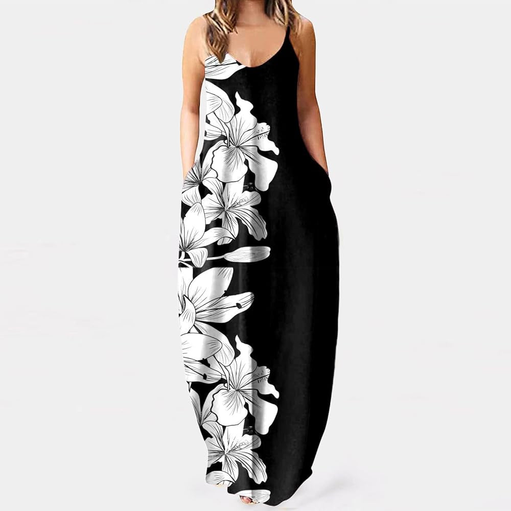 Maxi summer sleeveless dress with pockets XD21