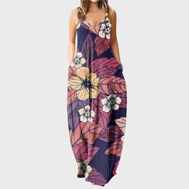 Maxi summer sleeveless dress with pockets XD21