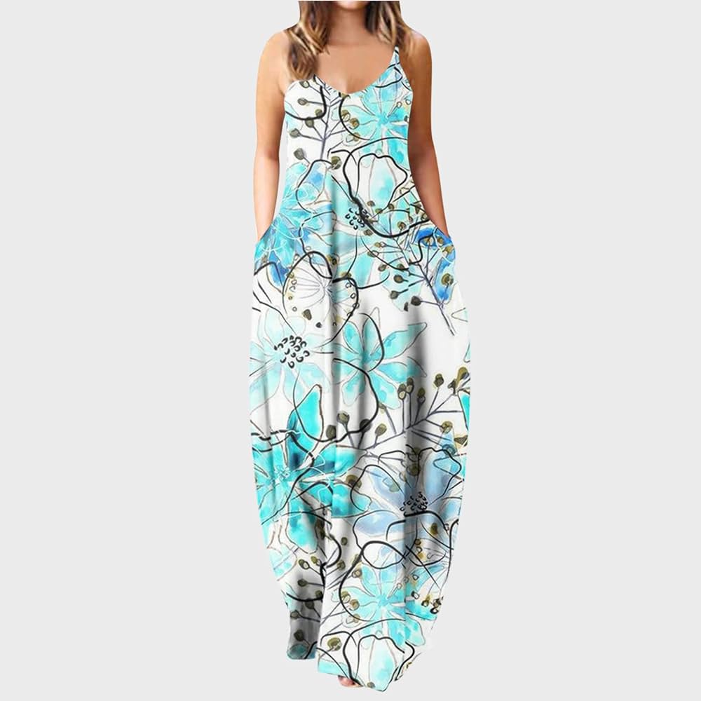 Maxi summer sleeveless dress with pockets XD21