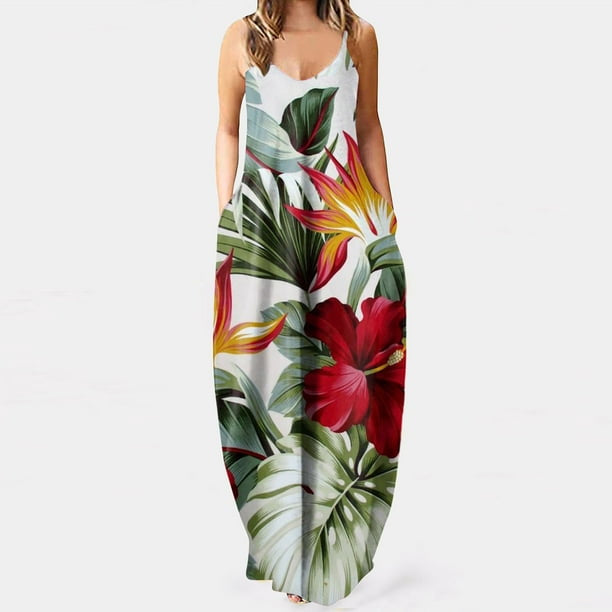Maxi summer sleeveless dress with pockets XD21