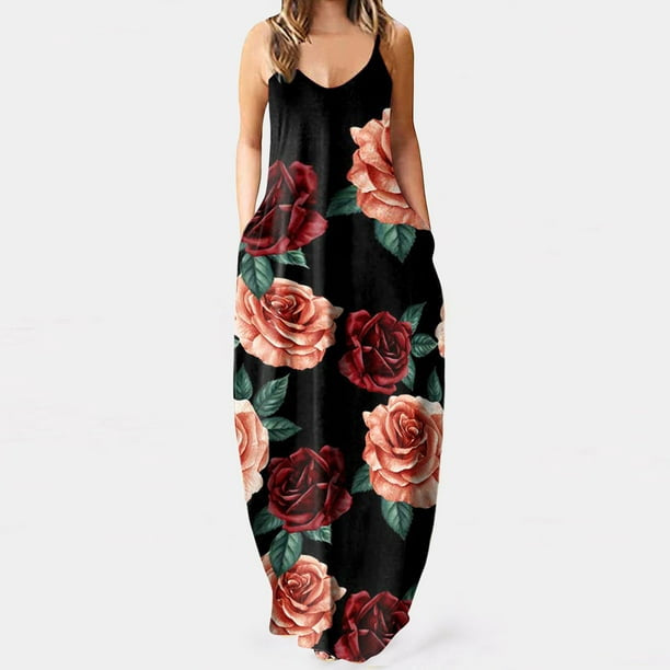 Maxi summer sleeveless dress with pockets XD21