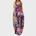 Maxi summer sleeveless dress with pockets XD21