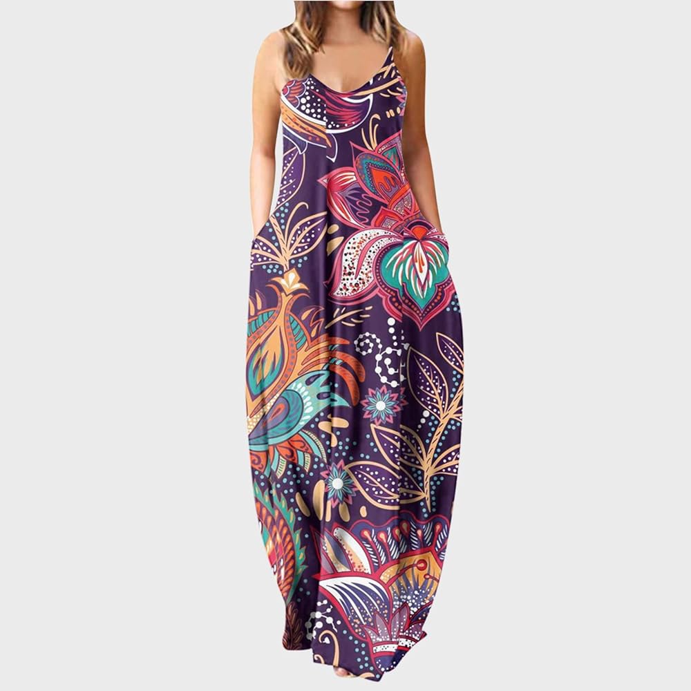 Maxi summer sleeveless dress with pockets XD21