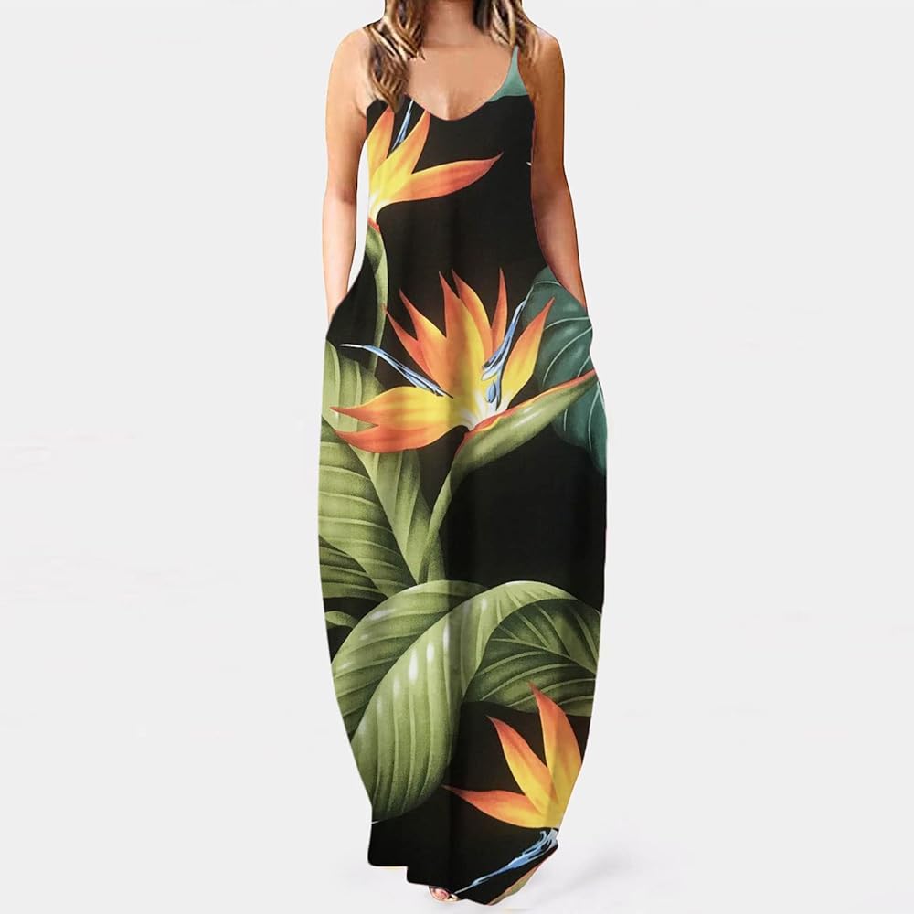 Maxi summer sleeveless dress with pockets XD21