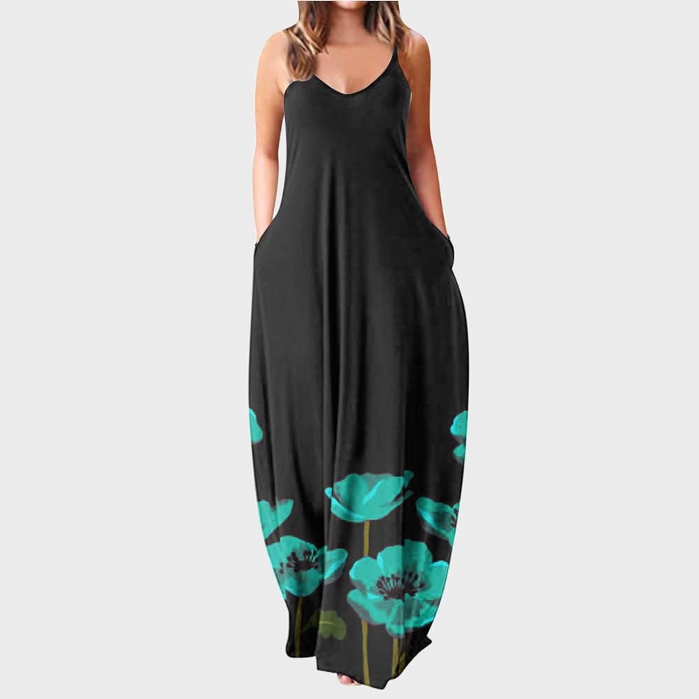 Maxi summer sleeveless dress with pockets XD21