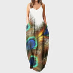 Maxi summer sleeveless dress with pockets XD21