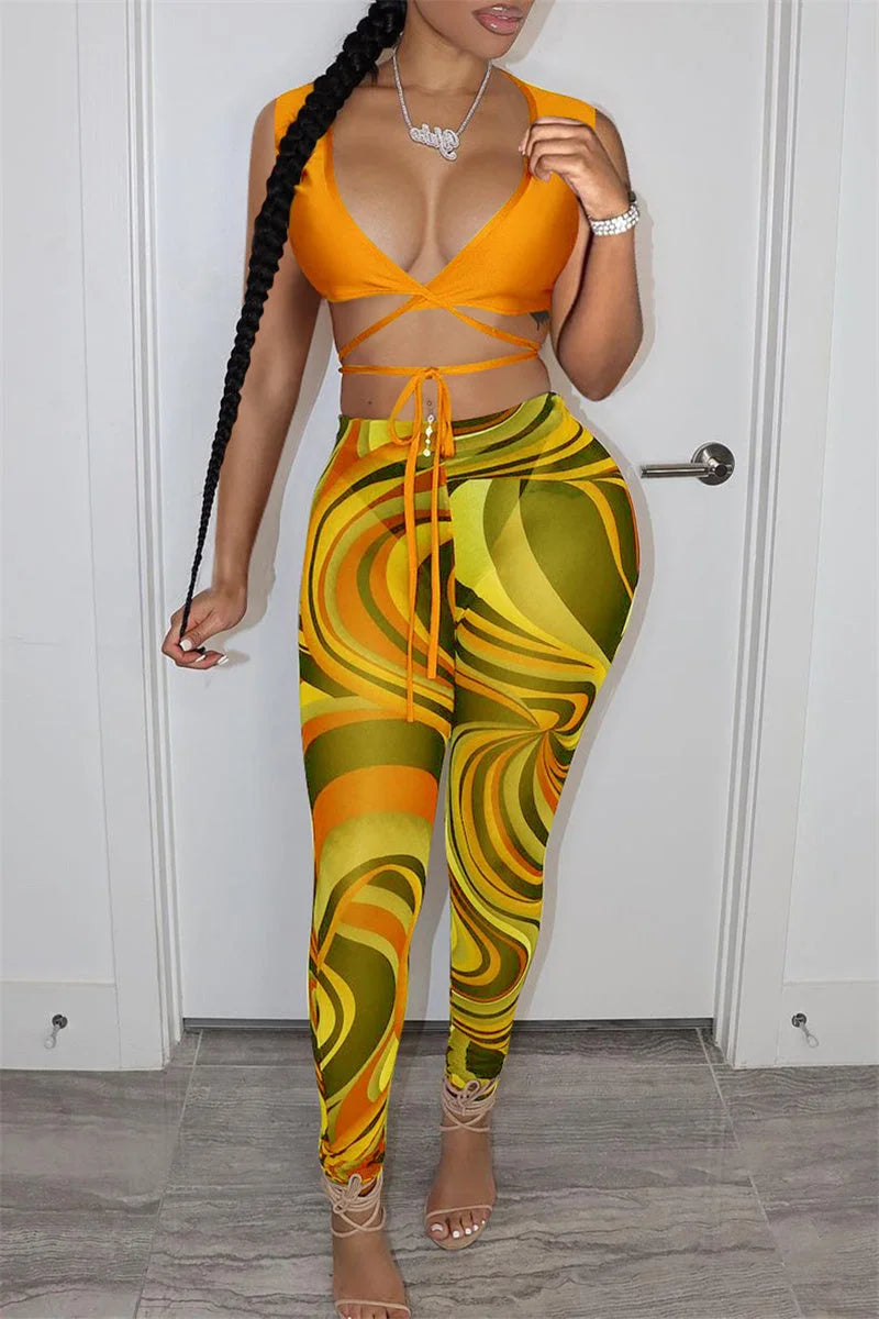 Mesh Leggings See Through Top and Pants Set XD21