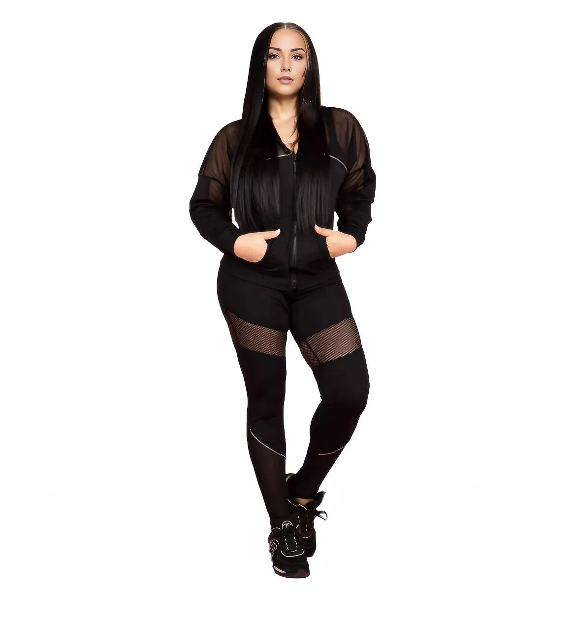 Mesh Patchwork Two Piece Gym Set XD21