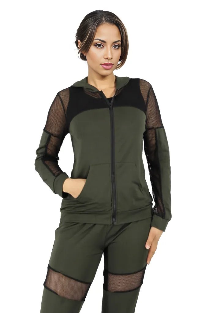 Mesh Patchwork Two Piece Gym Set XD21