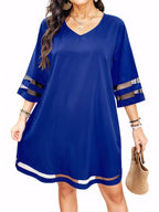 Mesh Solid Colour Stripe Mini Dress XD21