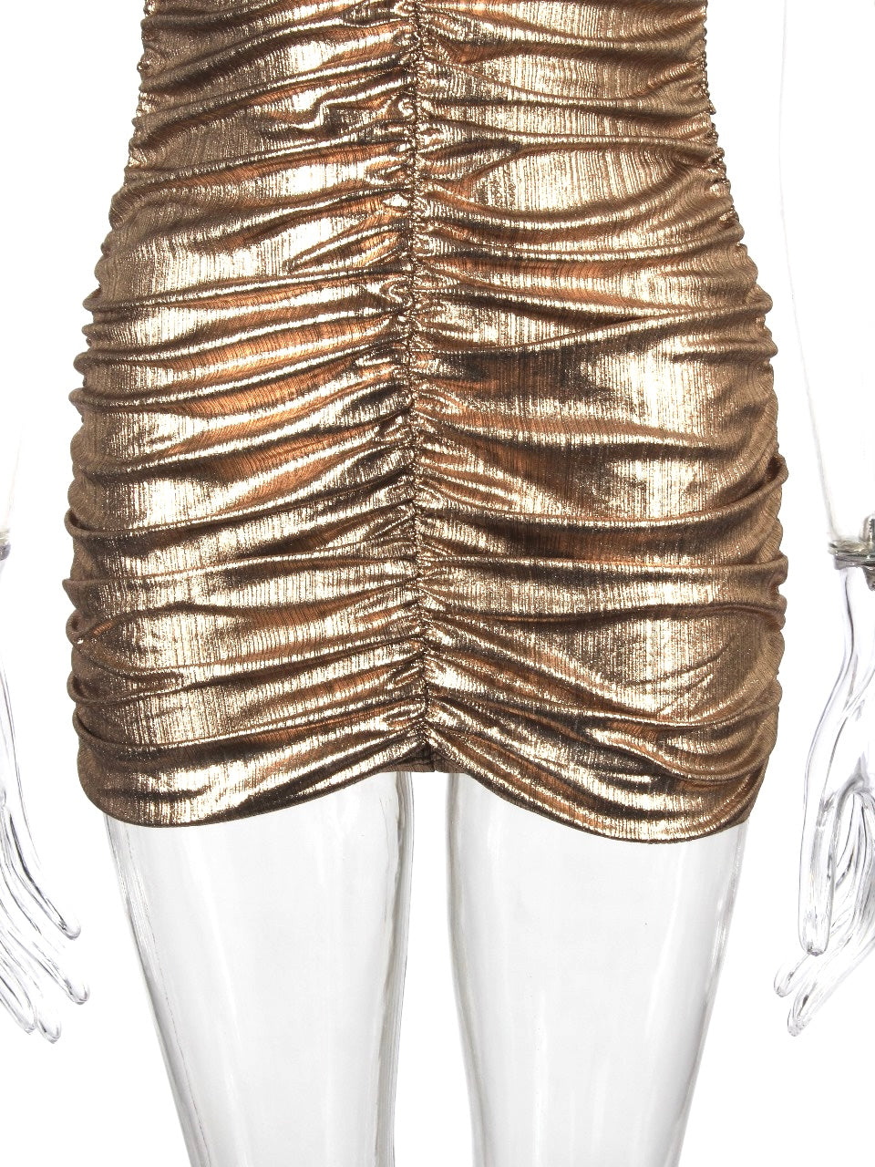 Metal ruched boobtube mini Bodycon XD21