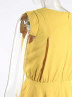 Mini elastic waist linen dress XD21