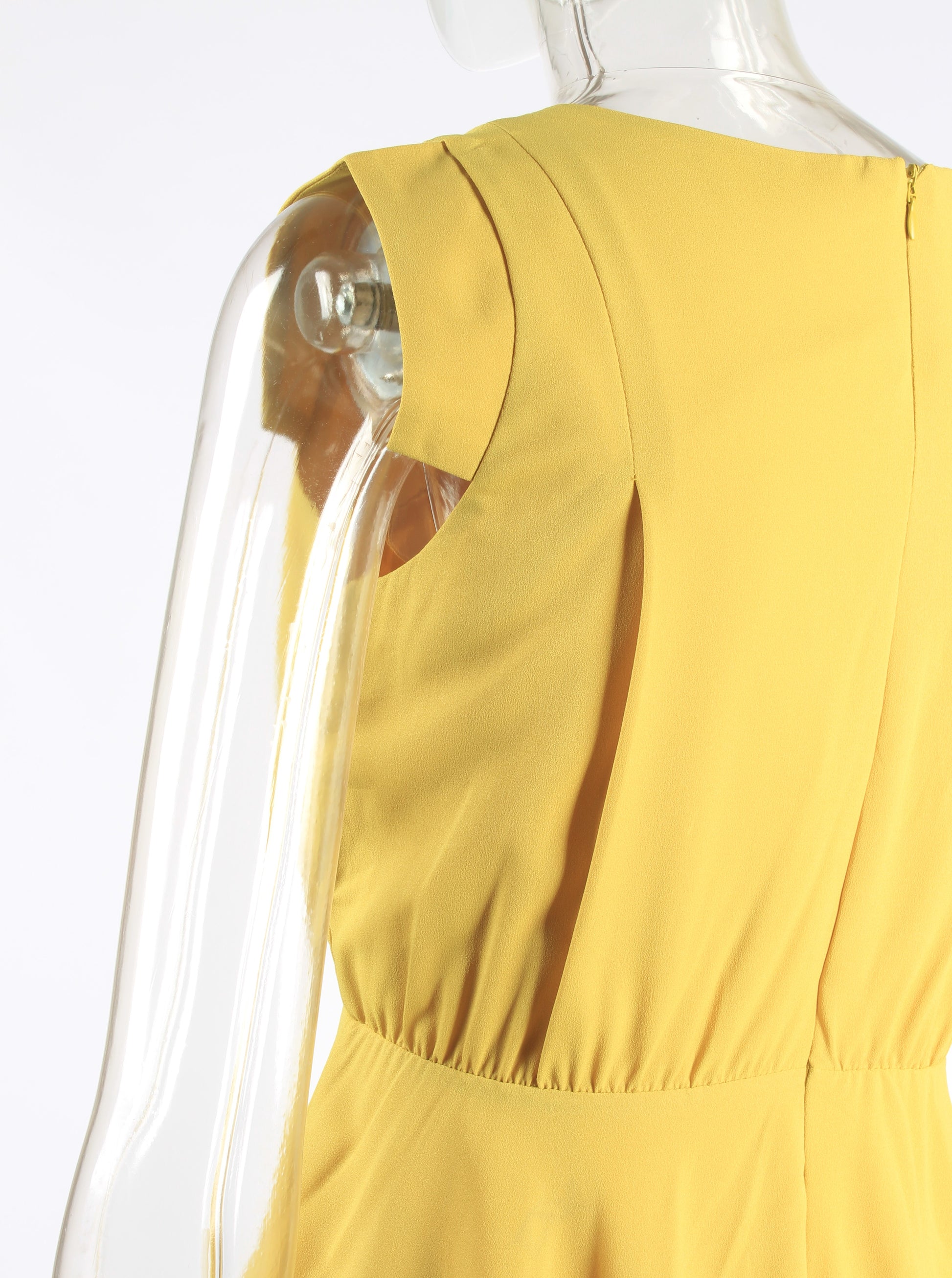 Mini elastic waist linen dress XD21