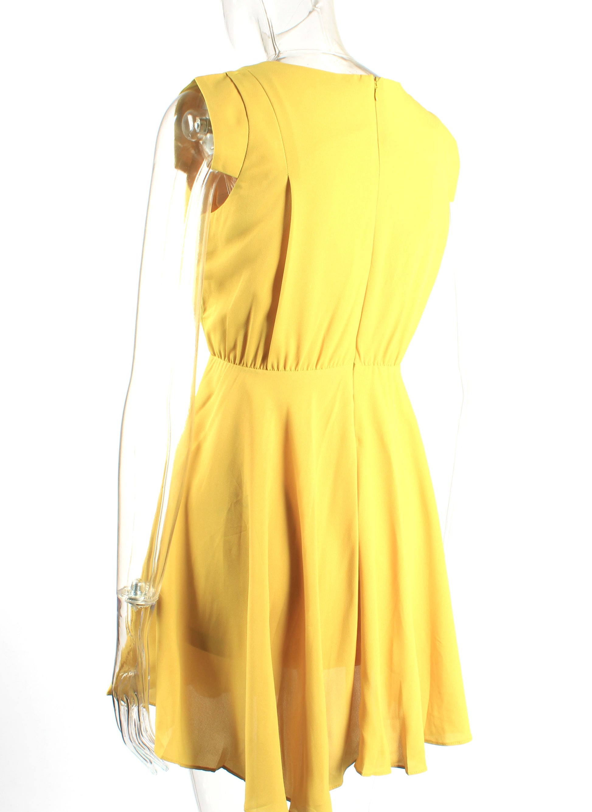 Mini elastic waist linen dress XD21