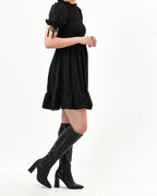 Mini puff sleeve drawstring dress - XD21
