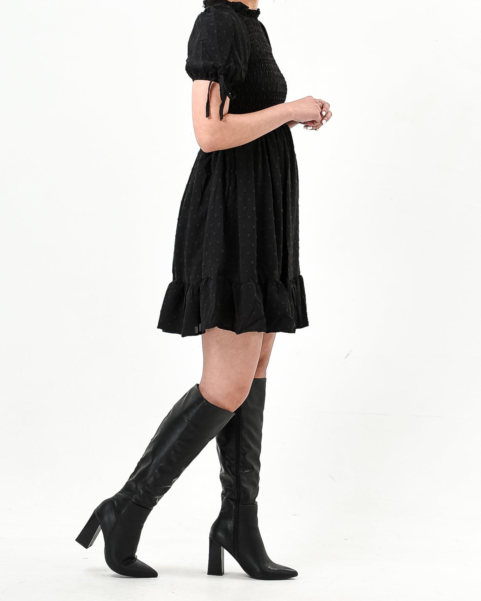 Mini puff sleeve drawstring dress - XD21