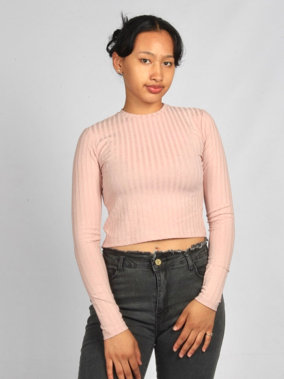 Mock Neck Long Sleeve Textured Top XD21