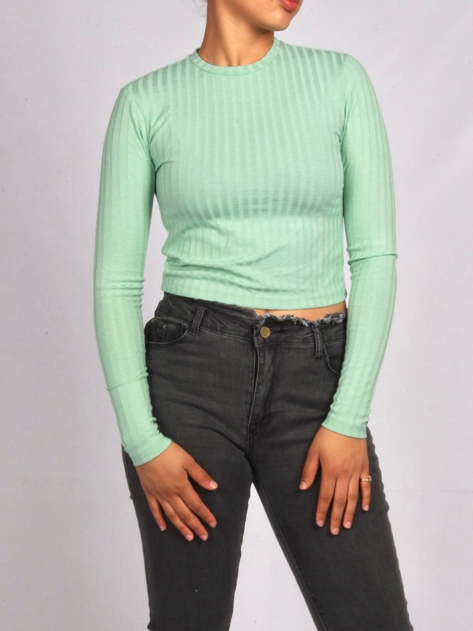 Mock Neck Long Sleeve Textured Top XD21