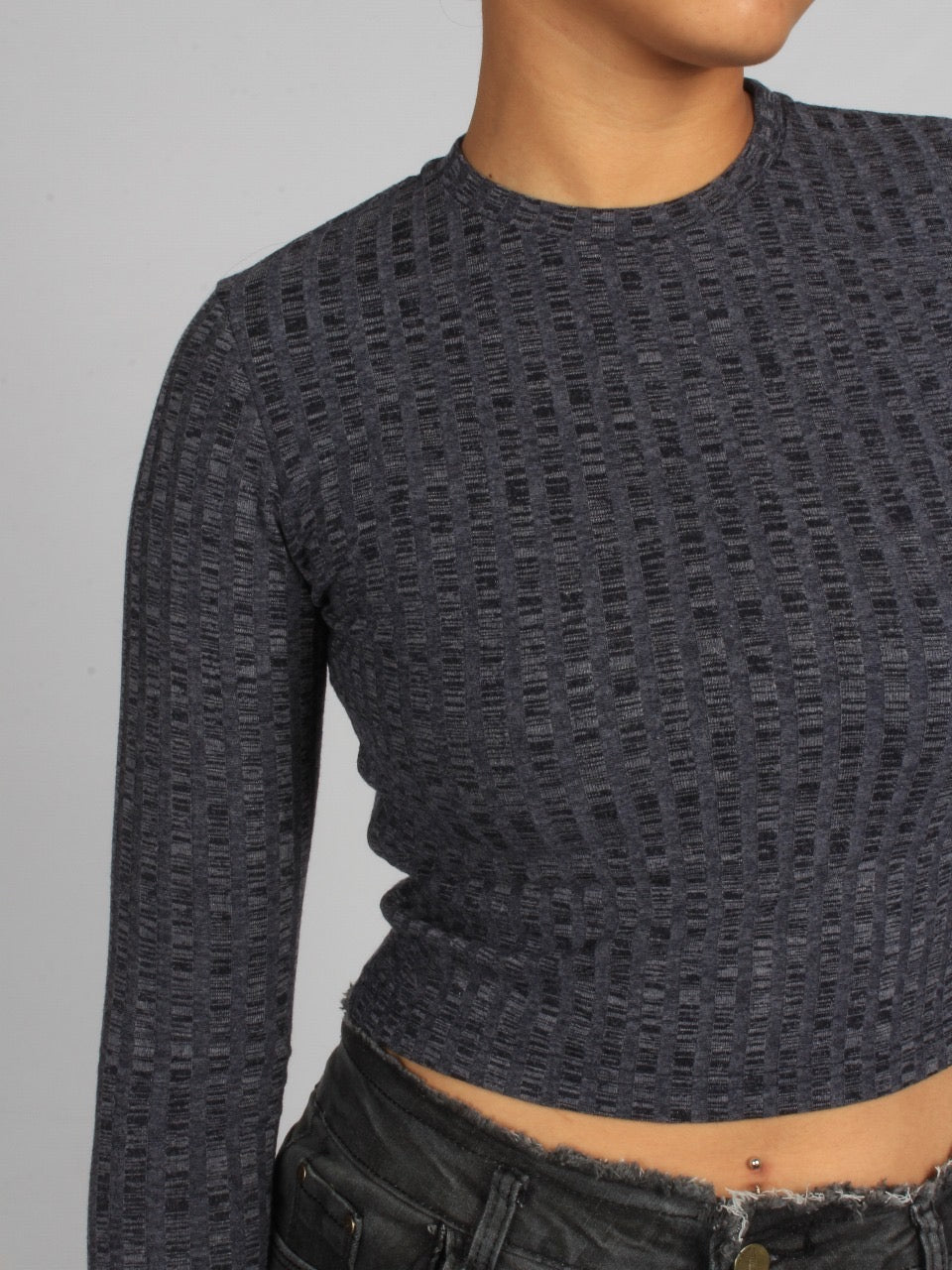 Mock Neck Long Sleeve Textured Top XD21
