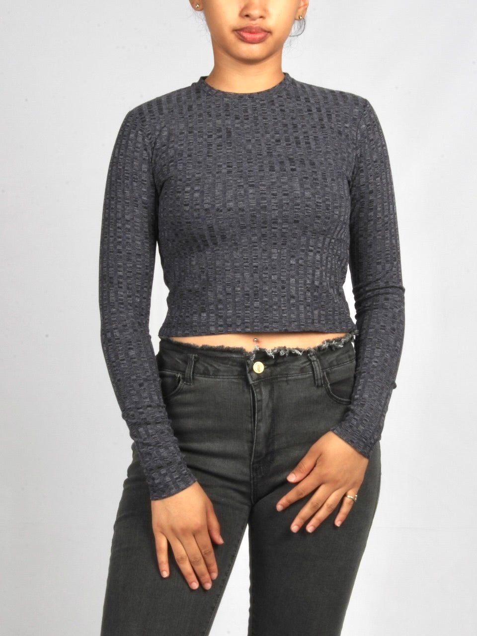 Mock Neck Long Sleeve Textured Top XD21