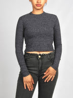 Mock Neck Long Sleeve Textured Top XD21