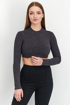 Mock Neck Long Sleeve Textured Top XD21