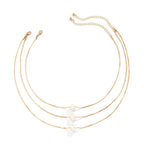 multi-layer twin pearl pendant necklace - XD21