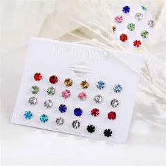 Multicolour 12pc Earring Studs XD21