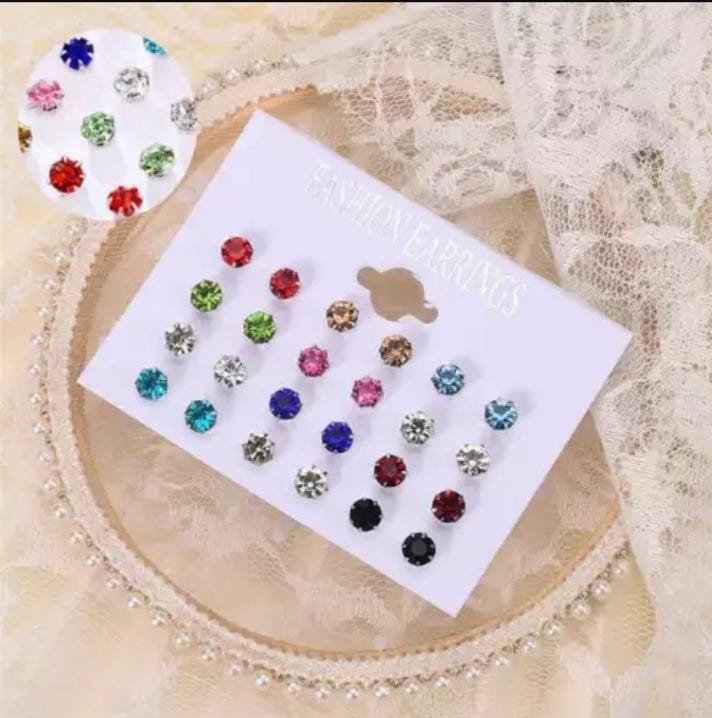 Multicolour 12pc Earring Studs XD21