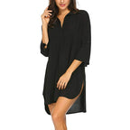 Notched Neck Flounce Sleeve Tunic Dress XD21
