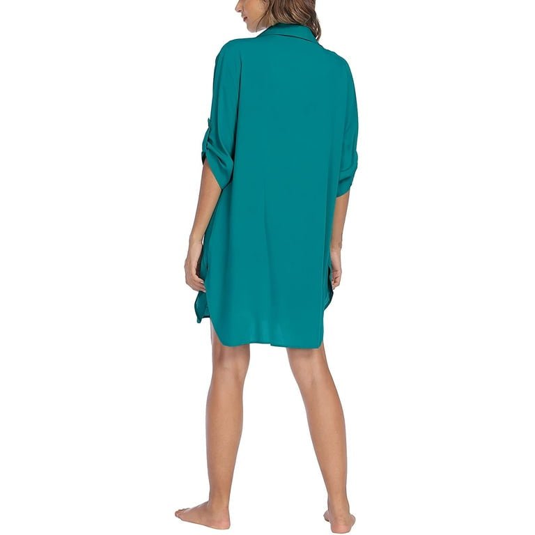 Notched Neck Flounce Sleeve Tunic Dress XD21