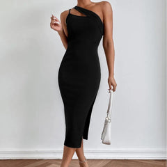 Oblique Shoulder Irregular Slim Bodycon dress - XD21