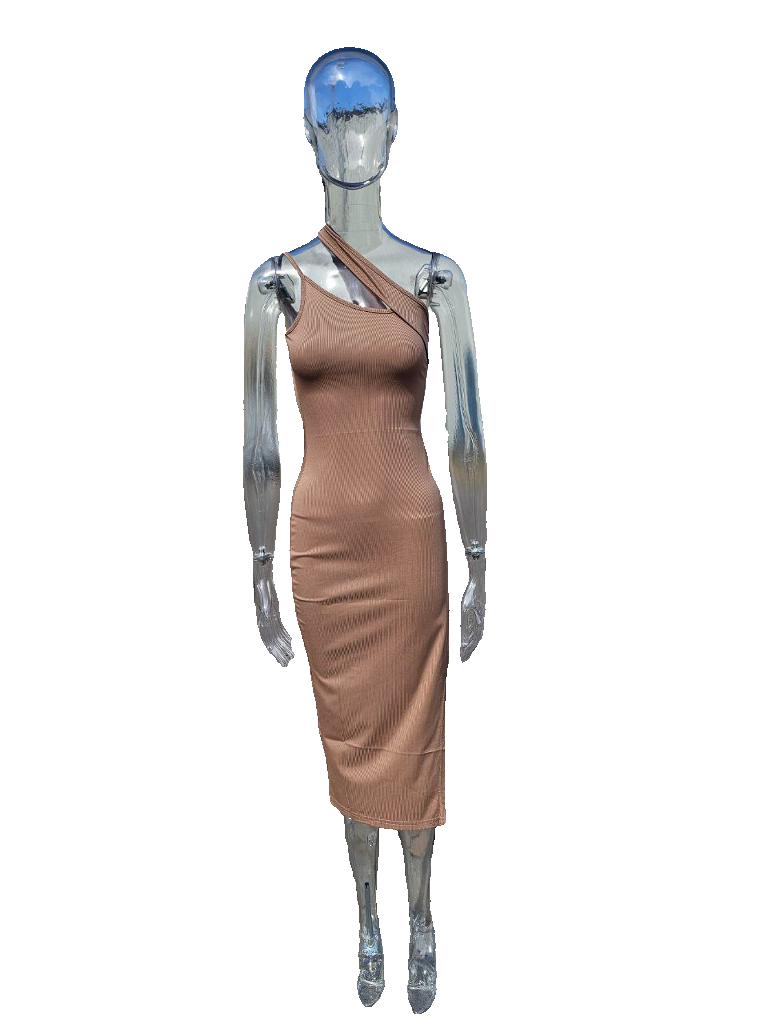 Oblique Shoulder Irregular Slim Bodycon dress XD21