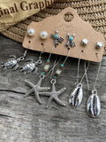 Ocean Themed Dangle Earrings & Studs 6pc Set XD21