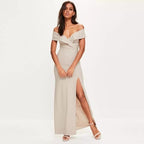 Off Shoudler Split Maxi Dress XD21