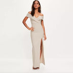 Off Shoudler Split Maxi Dress XD21