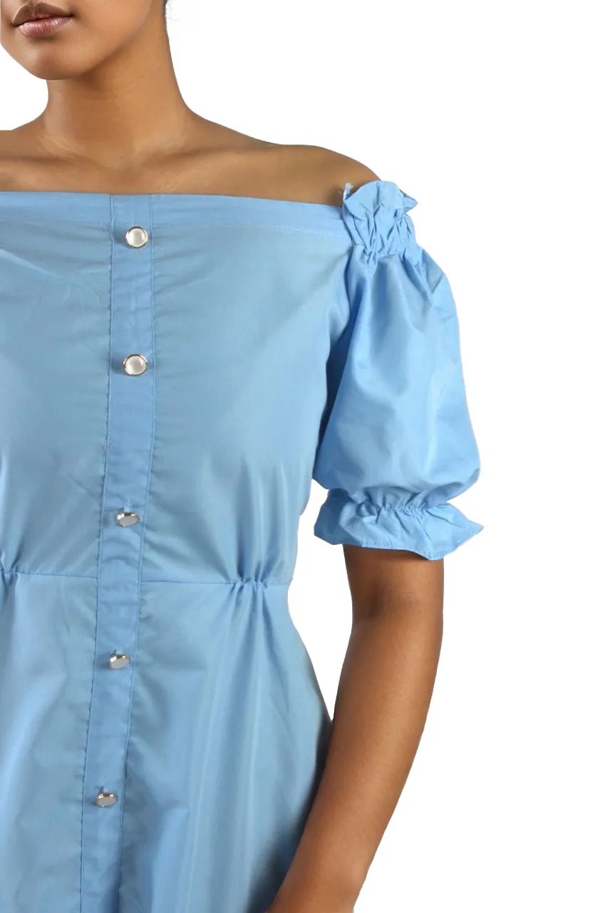 Off Shoulder Buttoned Dress XD21