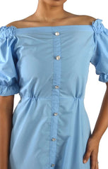 Off Shoulder Buttoned Dress XD21