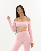 Off Shoulder Lace Up Two piece set XD21