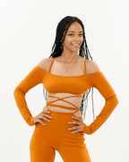 Off Shoulder Lace Up Two piece set XD21