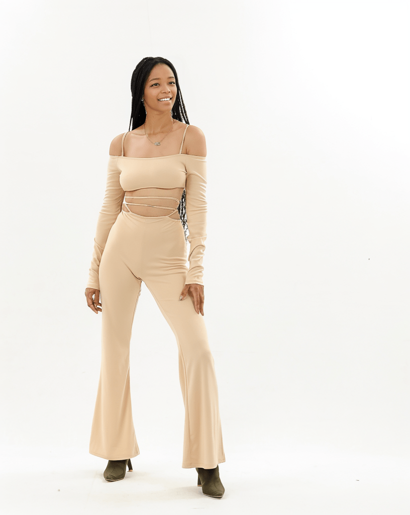 Off Shoulder Lace Up Two piece set XD21