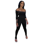 Off Shoulder One Piece Velvet Jumpsuit XD21