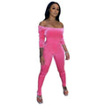 Off Shoulder One Piece Velvet Jumpsuit XD21