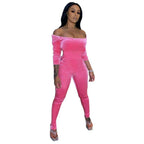 Off Shoulder One Piece Velvet Jumpsuit XD21