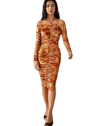 Off Shoulder Ruched Mid Dress XD21