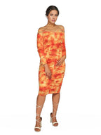 Off Shoulder Ruched Mid Dress XD21