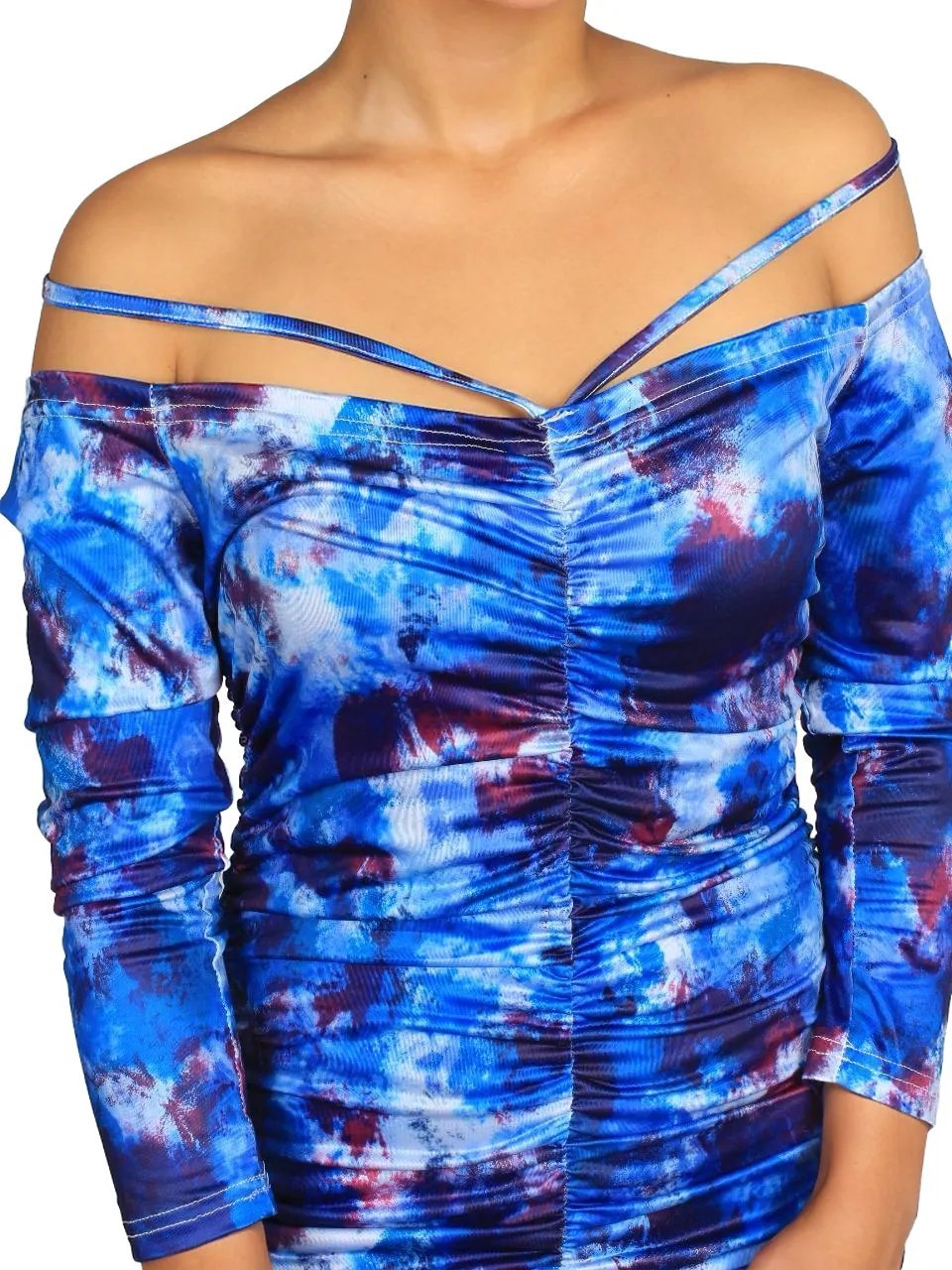 Off Shoulder Ruched Mid Dress XD21