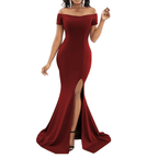 Off Shoulder Thigh Slit Mermaid Dress XD21