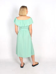 Off shoulder with belt midi dress XD21