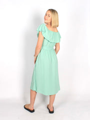 Off shoulder with belt midi dress XD21